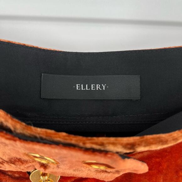 Ellery Cooly Chant Cropped Crushed-Velvet Flared Pants Copper Women's Size 8 - Picture 14 of 16